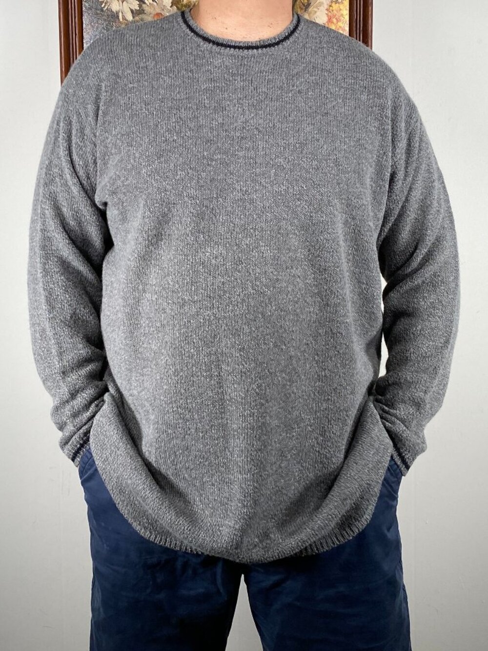 Vintage Limited Wool Blend Knit Sweater Top Men's Medium Gray Casual VTG
